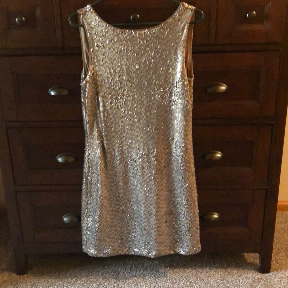 BLack House White Market Gold Sequin Dress